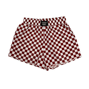 Lulu Mac BXCK Boxer Shorts in Maroon/White