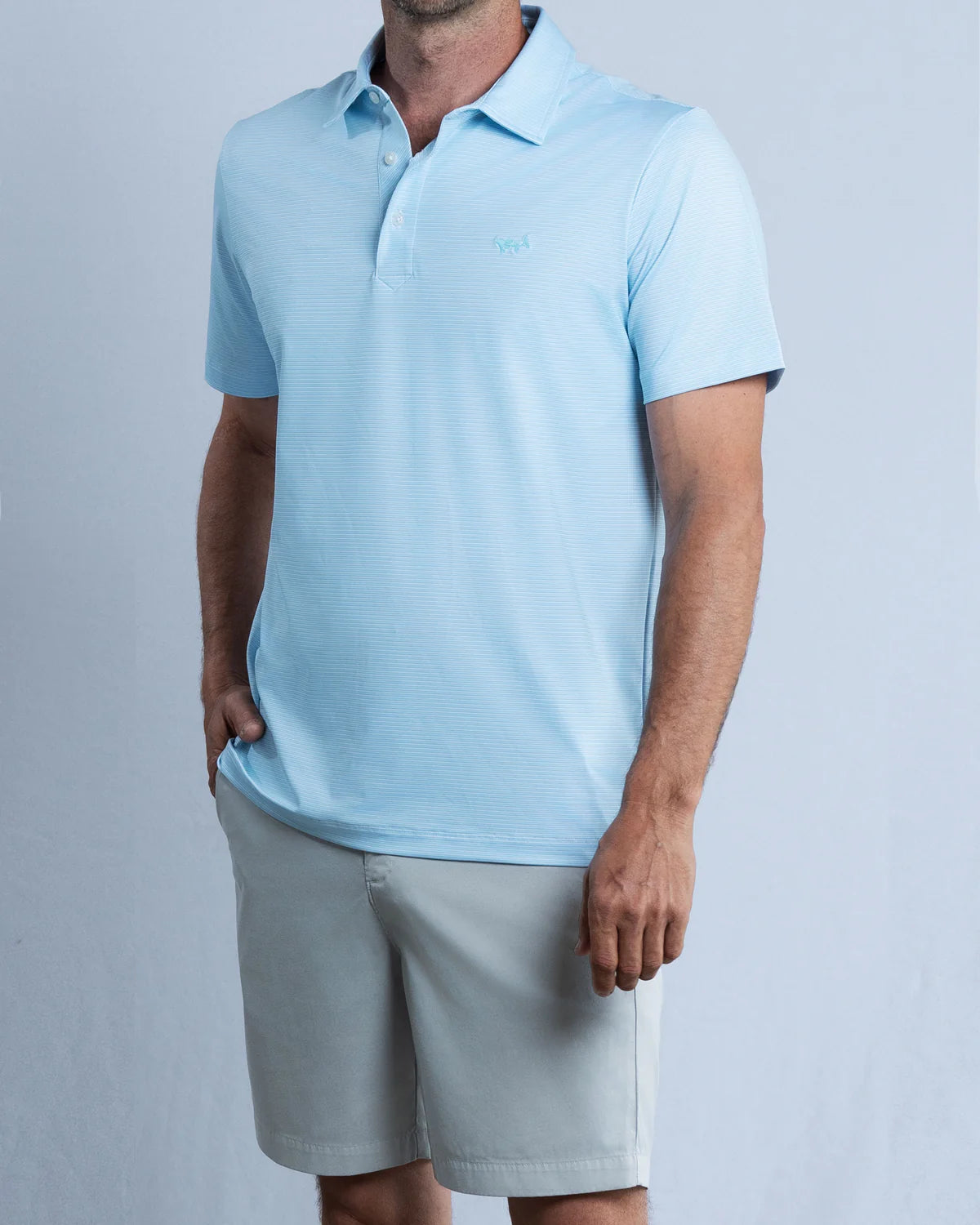 Coastal Cotton Bay Stripe Performance Stripe Polo