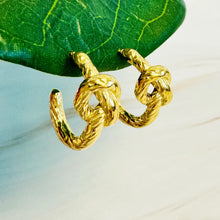 Load image into Gallery viewer, Classy Girl Textured &amp; Knotted Gold Hoop Earrings