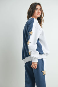 Don't Let Me Down Round Neck Sweatshirt With Star Detail