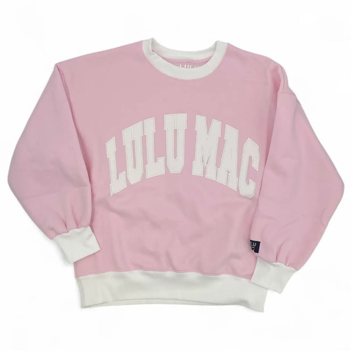 Lulu Mac Color Block Stitch Sweatshirt in Pink/White