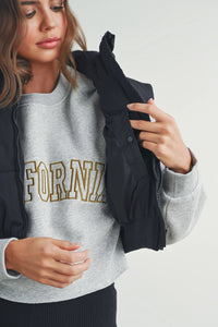 Saying Nothing More Crop Puffer Vest in Black