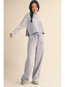 Lost My Mind Scuba Oversized Crop Hoodie in Blue
