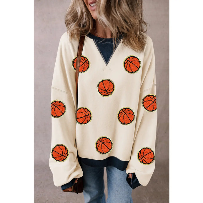 Game Day Basketball Pattern Sweatshirt