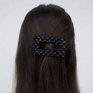 Teleties Small Flat Rectangle Clip in Jet Black Quilted