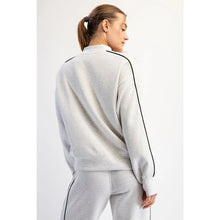 Load image into Gallery viewer, So Is This Modal Scuba Two Stripe Piping Top in Lt.Heather Grey