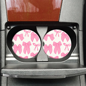 Mugsby Car Coasters in Pink Bows