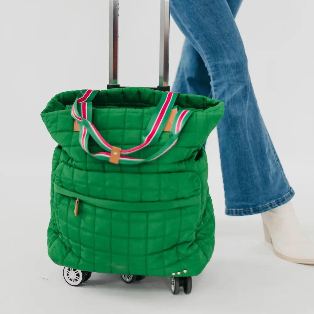 Pretty Simple Tenley Quilted Tote Roller Bag in Emerald