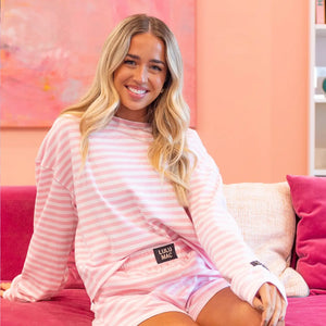 Lulu Mac Stripe LS Top in Light Pink