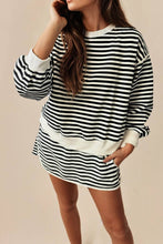 Load image into Gallery viewer, Missy Stripe Textured Pullover Top/Skirt Set in Black