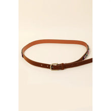 Load image into Gallery viewer, Embroidered Beaded Pattern Faux Leather Belt