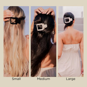 Teleties Small Flat Square Clip in Coconut White