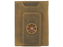 Load image into Gallery viewer, Shotshell Vintage Tan Leather Magnetic Front Pocket Wallet