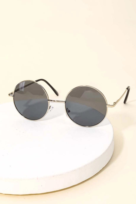 Retro Round Sunglasses Silver/Black