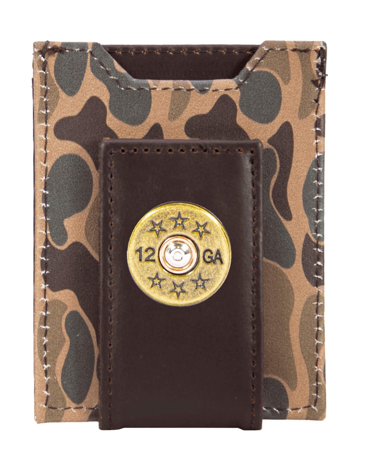 Shotshell Magnetic Front Pocket Old School Camo Wallet: Brown/Tan Camo