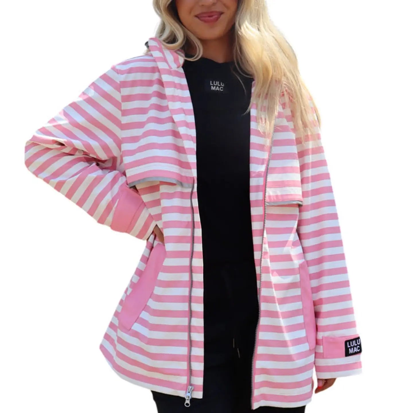 Lulu Mac Raincoat Darby in Pink/White