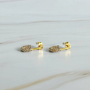 Eternal Sunshine Edgy Chic Pin Shape Gold Earrings