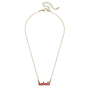 Ole Miss Rebels Enamel Script Necklace in Red