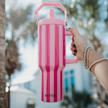 Load image into Gallery viewer, Striped Cabana 38oz Jug Tumbler in Pink/Hot Pink