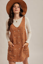 Load image into Gallery viewer, Loving Me Floral Embroidered Corduroy Overall Dress