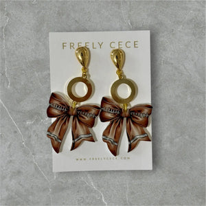 Bow Sporty Football Earrings