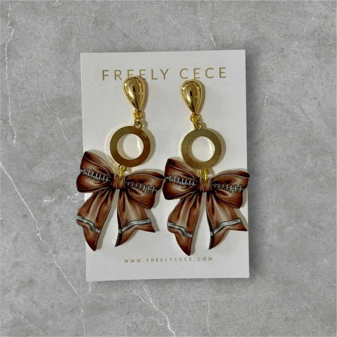 Bow Sporty Football Earrings