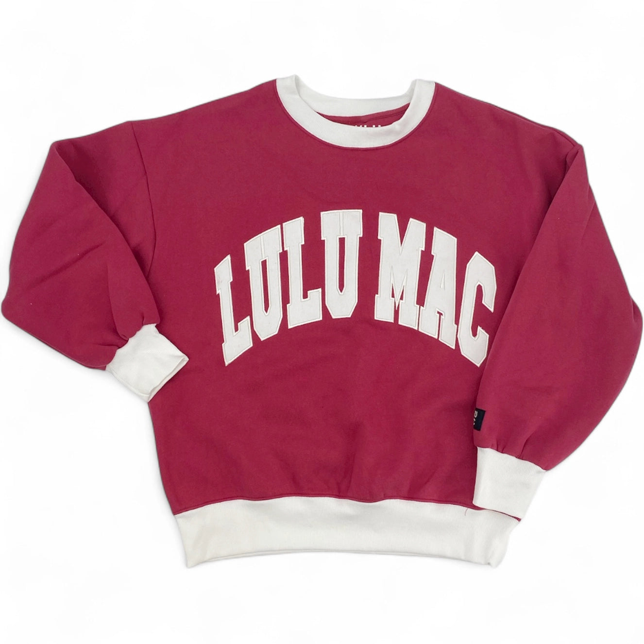 Lulu Mac Color Block Stitch Sweatshirt in Plum/White