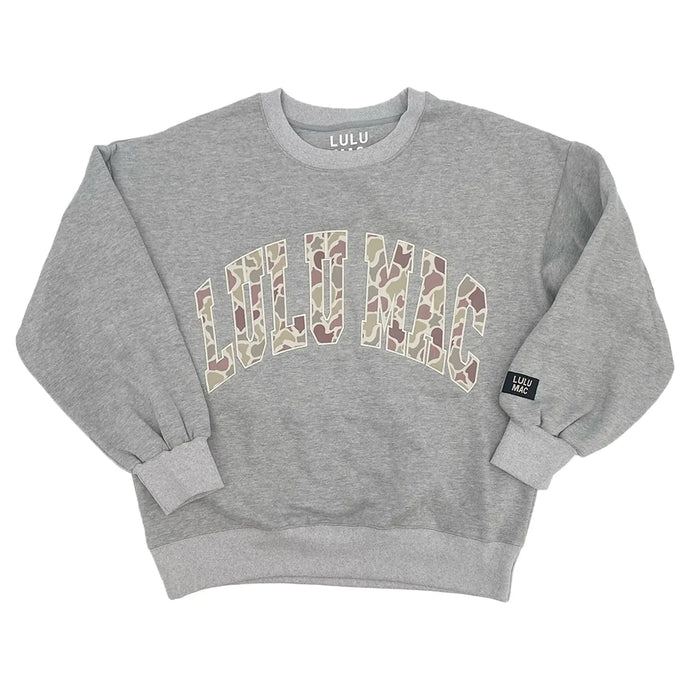 Lulu Mac Logo Sweatshirt in Light Grey/Camo