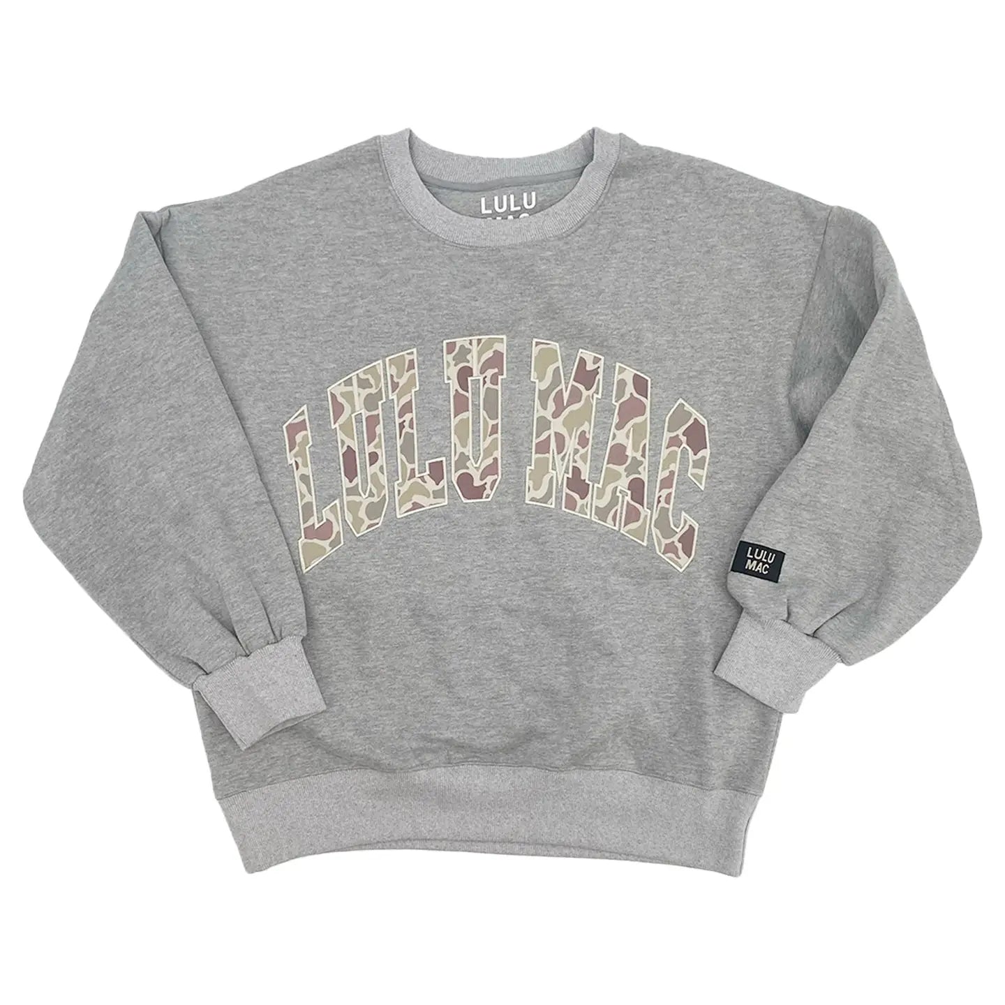 Lulu Mac Logo Sweatshirt in Light Grey/Camo