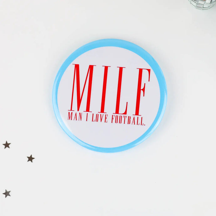 Blue & Red MILF Game Day Button