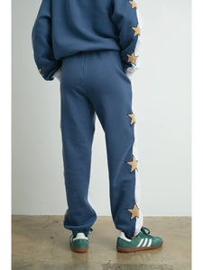 Don't Let Me Down Color Sweatpants with Star Detail in Grey/Navy
