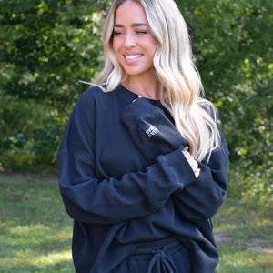 Lulu Mac Waffle LS Top in Black