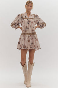 Till the World Ends 3/4 Sleeve Floral Dress