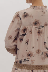 Till the World Ends 3/4 Sleeve Floral Dress