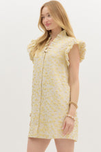 Load image into Gallery viewer, Heart Of Gold Bubble Flutter Sleeve Mini Dress