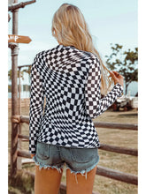 Load image into Gallery viewer, Shouting Out Checkered Mesh Top in Black