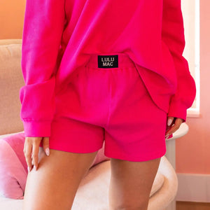 Lulu Mac Waffle Shorts in Hot Pink