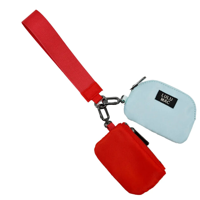 Lulu Mac Double Pouch Wristlet in Red/Lt. Blue