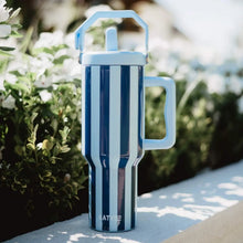 Load image into Gallery viewer, Striped Cabana 38oz Jug Tumbler in Lt Blue/Navy