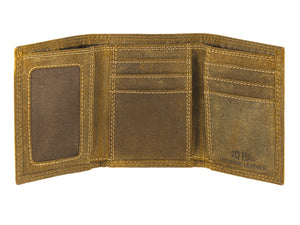 Vintage Tan Brass Ole Miss Trifold Wallet