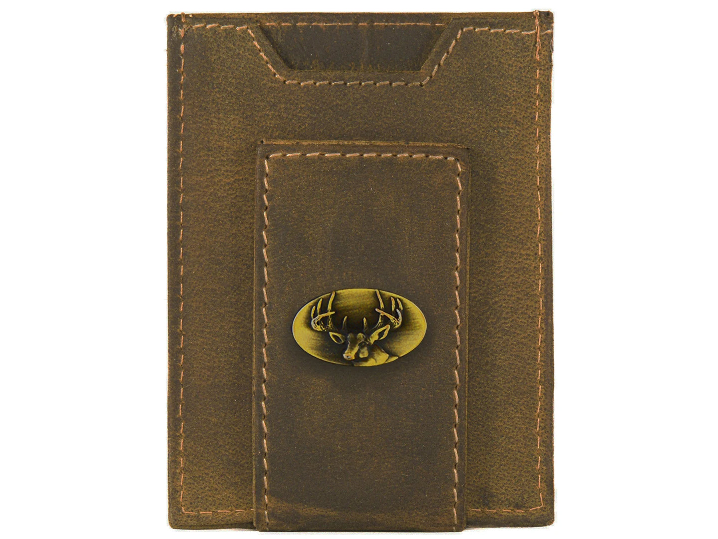 Vintage Tan Brass Buck Front Pocket Wallet