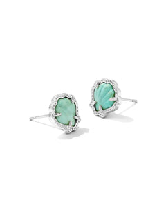 Kendra Scott Brynne Silver Shell Stud Earrings Sea Green Chrysocolla