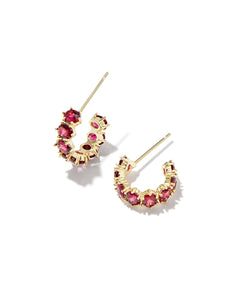 Kendra Scott Gold Cailin Crystal Huggie Earrings in Burgundy Crystal