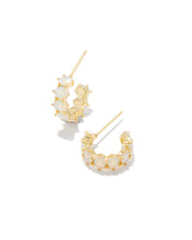 Load image into Gallery viewer, Kendra Scott Gold Cailin Crystal Huggie Earrings in Champagne Opal