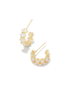 Kendra Scott Gold Cailin Crystal Huggie Earrings in Champagne Opal