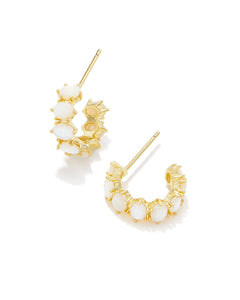 Kendra Scott Gold Cailin Crystal Huggie Earrings in Ivory MOP