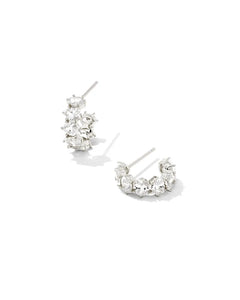 Kendra Scott Silver Cailin Crystal Huggie Earrings in White Crystal