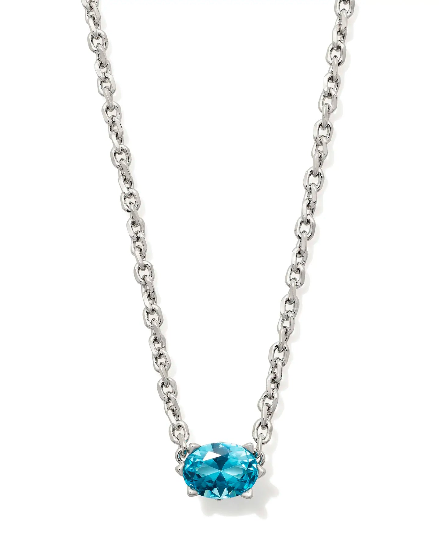 Kendra Scott Silver Cailin Pendant Necklace in Aqua Crystal