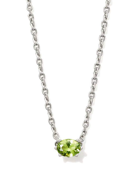 Kendra Scott Silver Cailin Pendant Necklace in Green Peridot Crystal