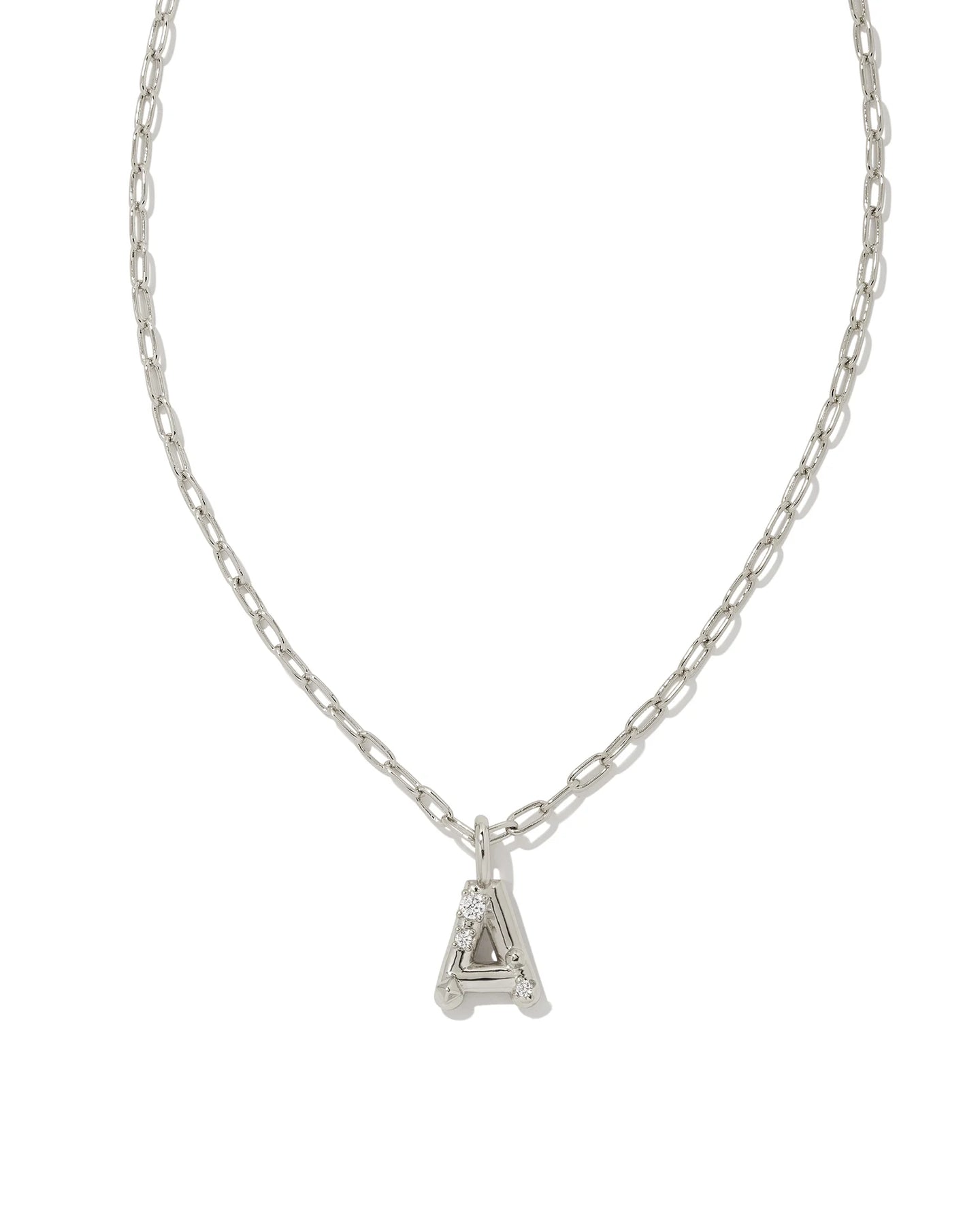 Kendra Scott Silver Crystal Letter Pendant Necklace